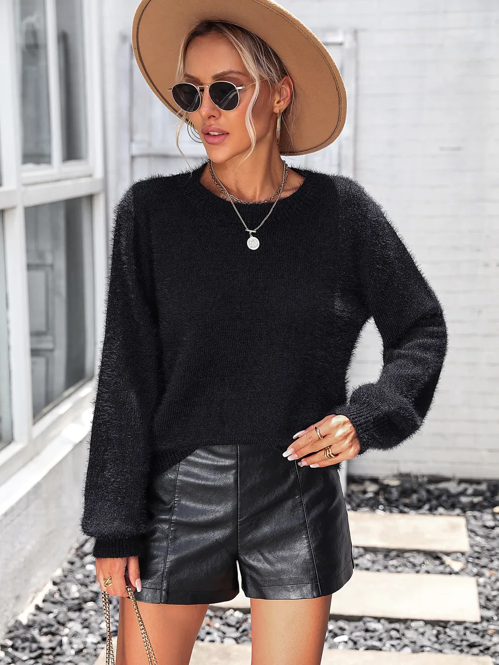 Lace Detail Cutout Long Sleeve Pullover Sweater, image 5