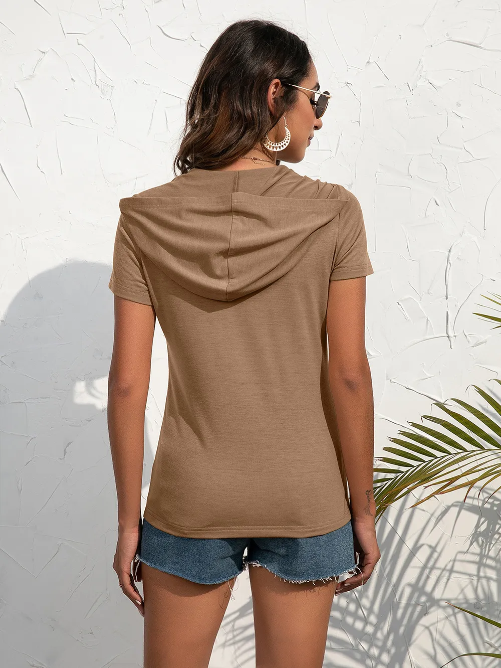 Half-Zip Short Sleeve Hooded Top, image 7