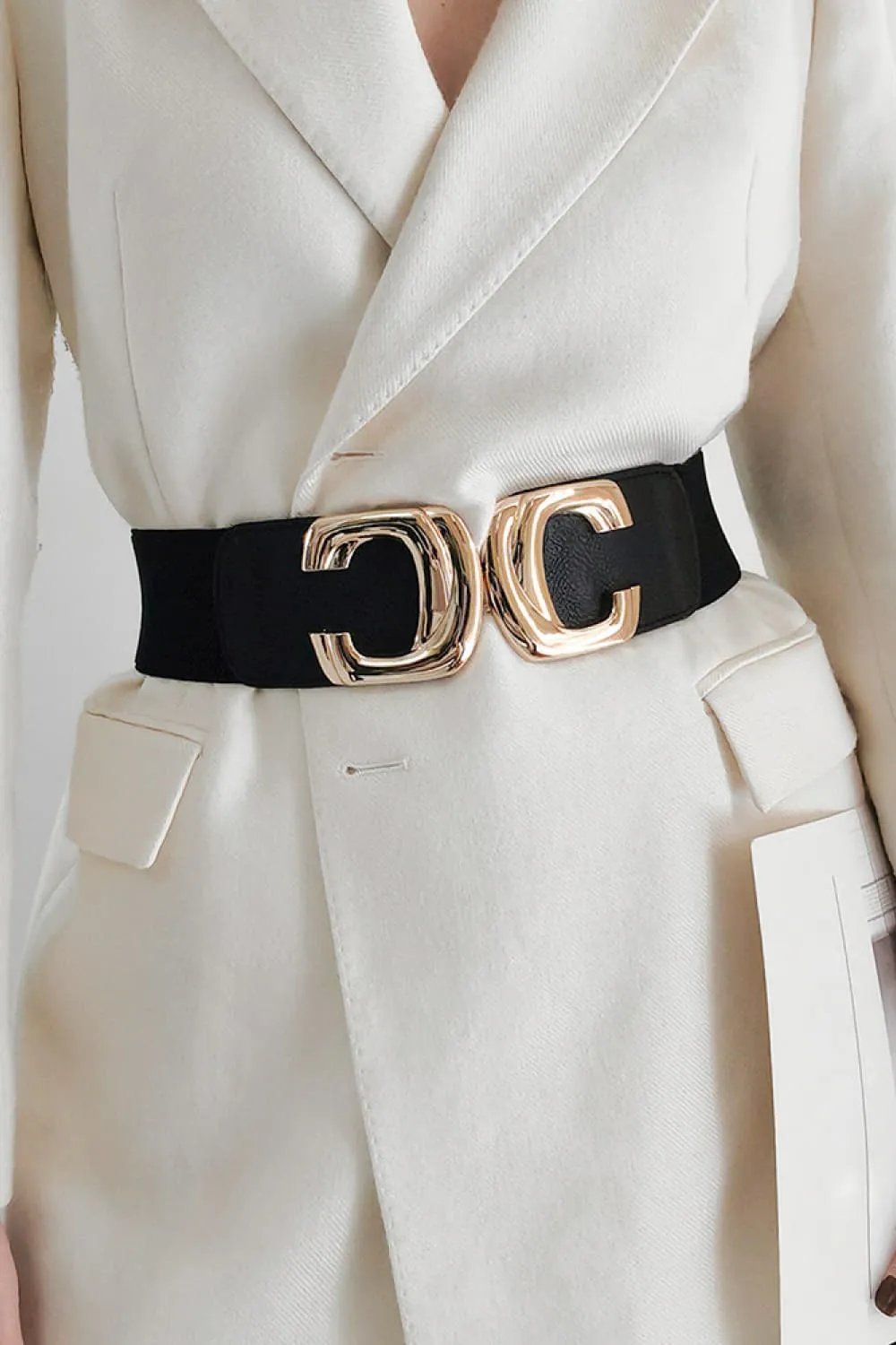 Zinc Alloy Buckle Elastic Wide Belt, image 2