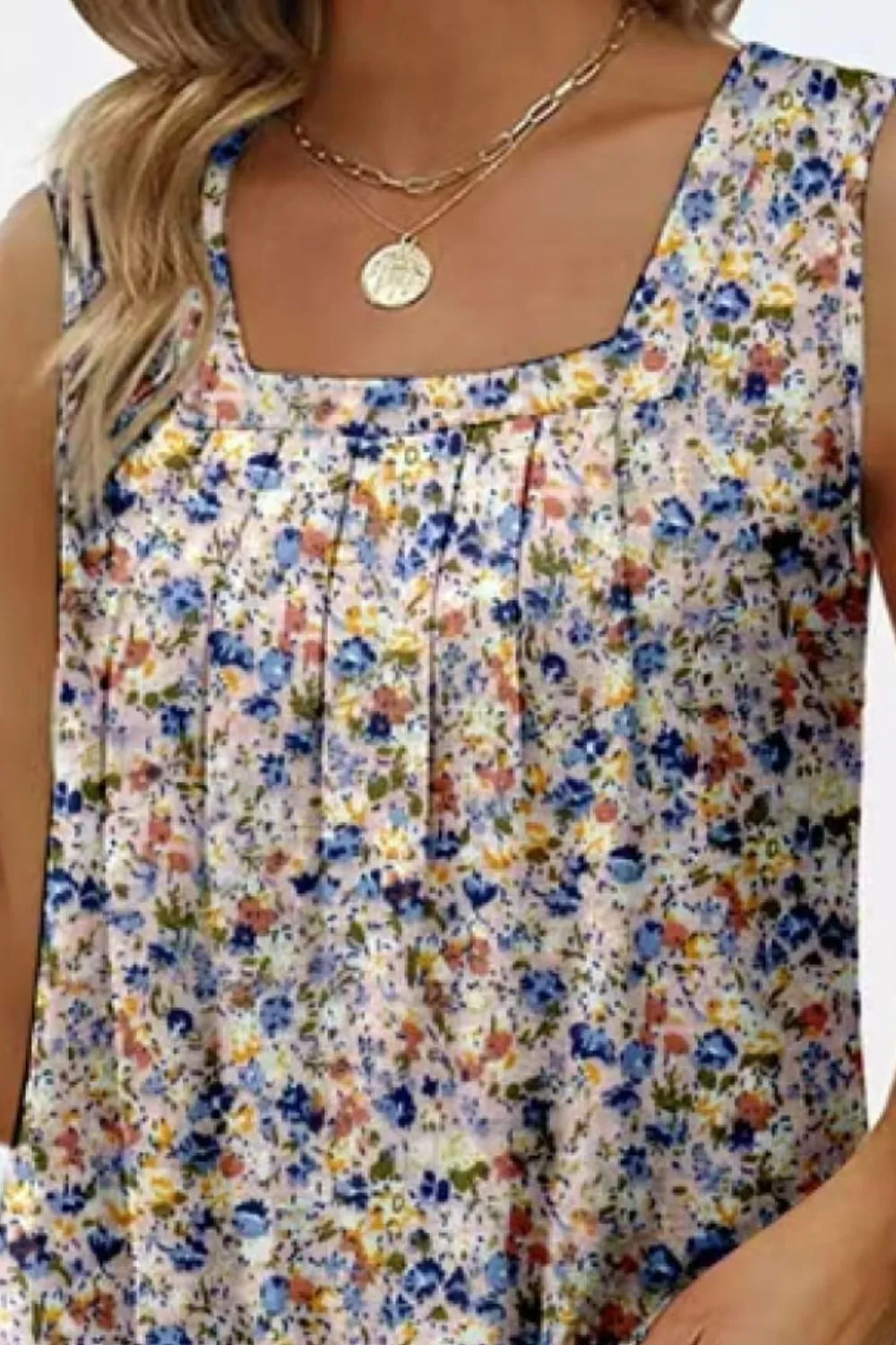 Printed Square Neck Curved Hem Tank, image 14