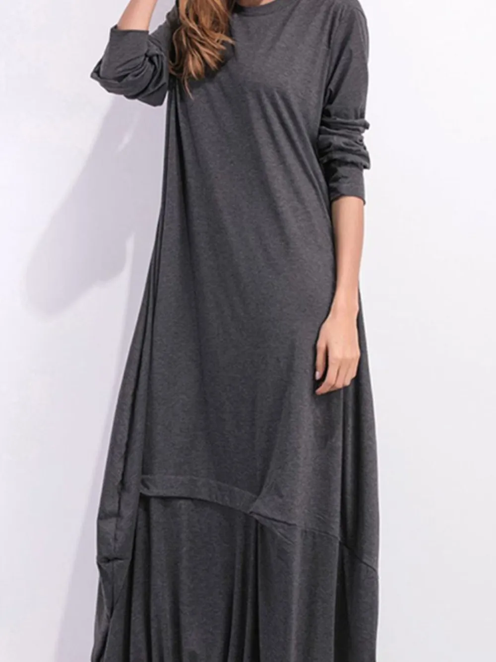 Full Size Round Neck Long Sleeve Sweatshirt Dress, image 10