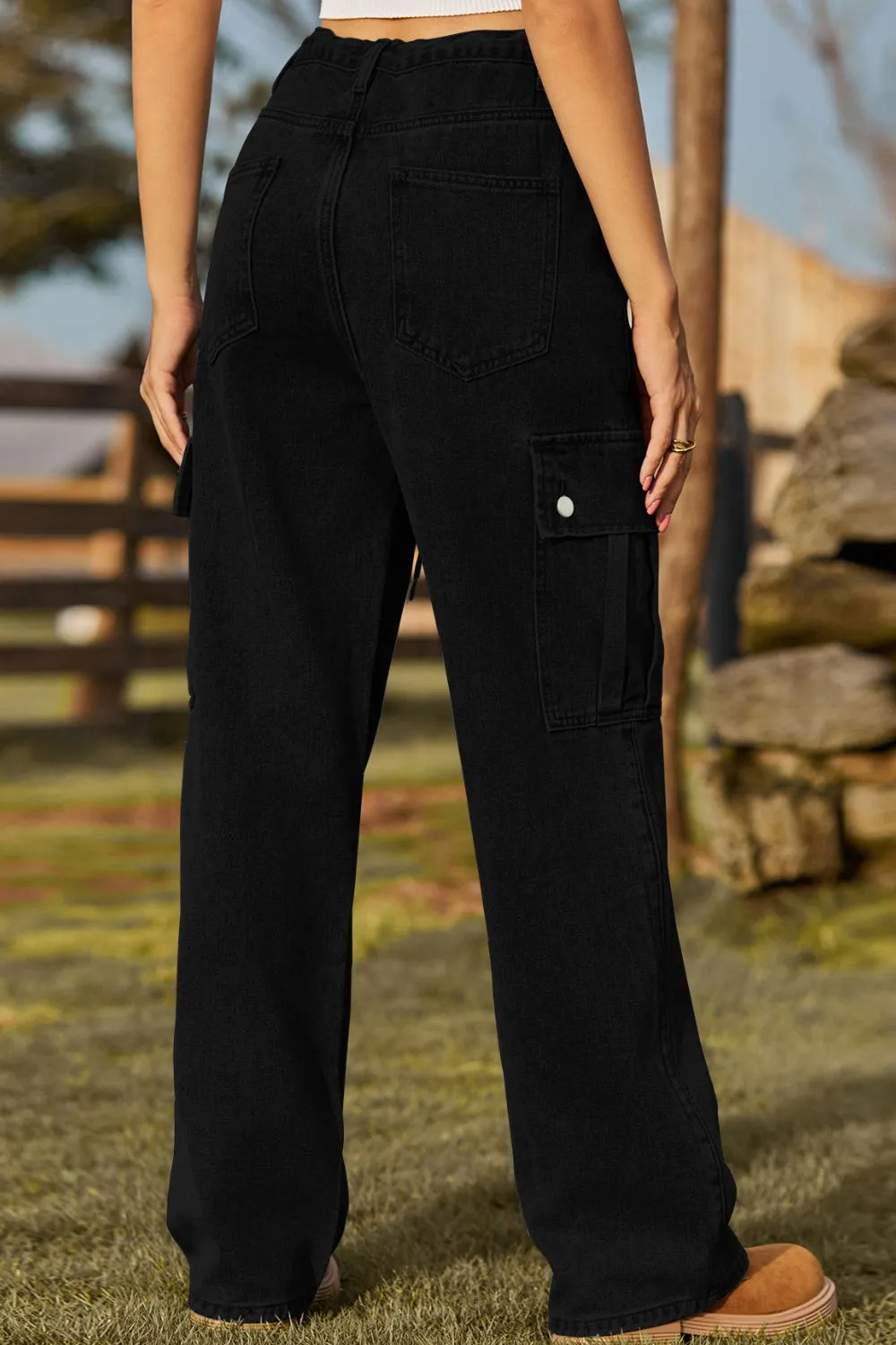 Loose Fit Drawstring Jeans with Pocket, image 15