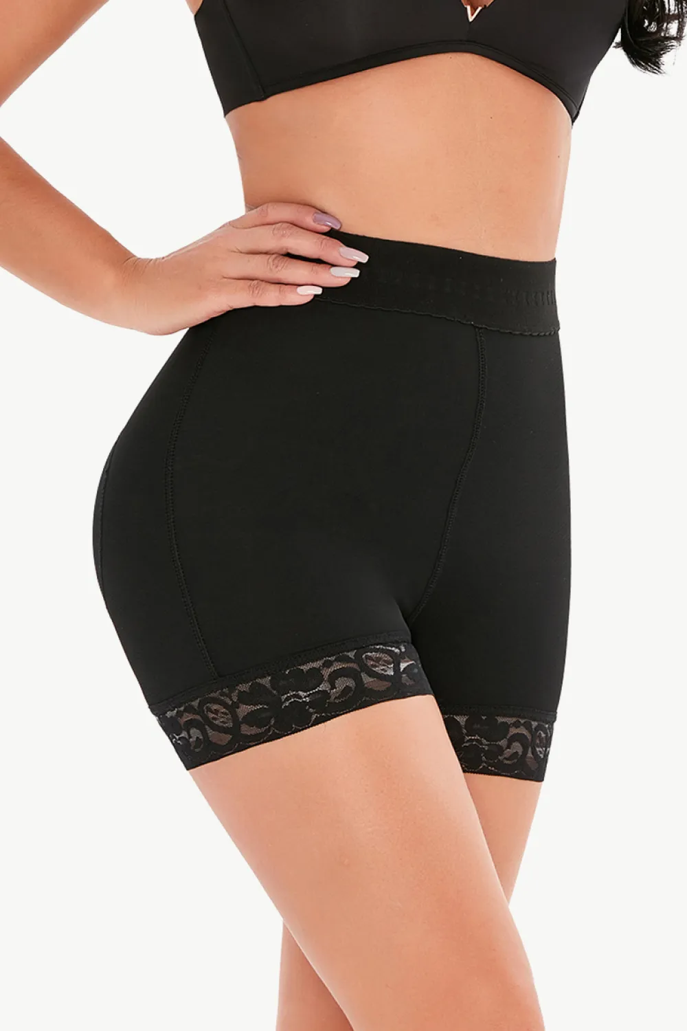 Full Size Pull-On Lace Trim Shaping Shorts, image 4