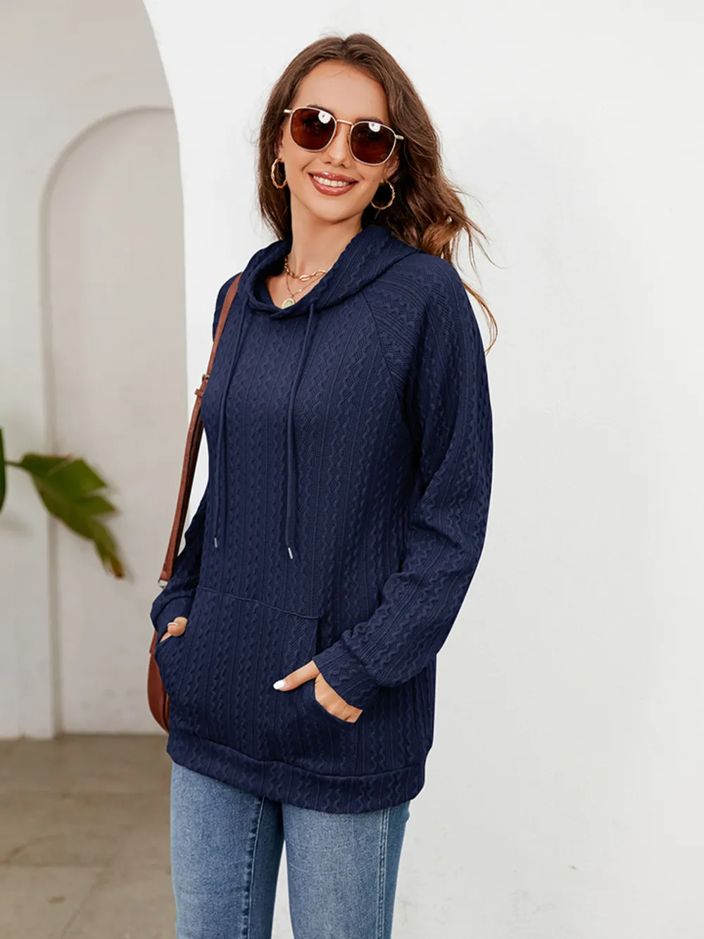 Raglan Sleeve Front Pocket Hoodie, image 11