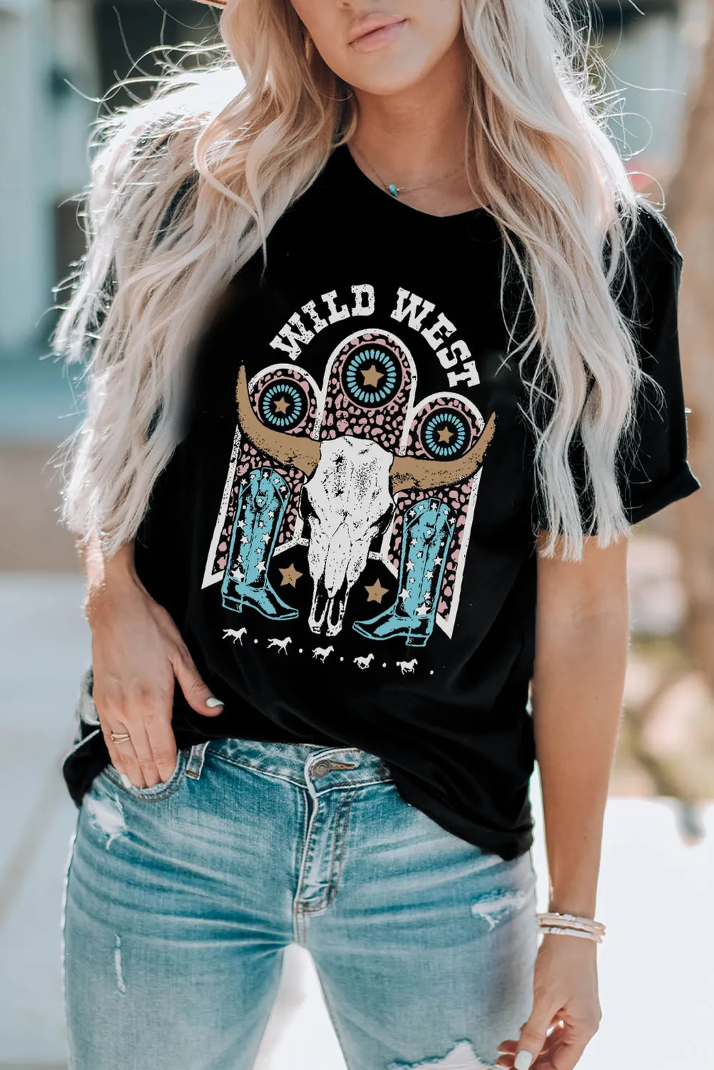 WILD WEST Graphic Short Sleeve Tee Shirt, image 3