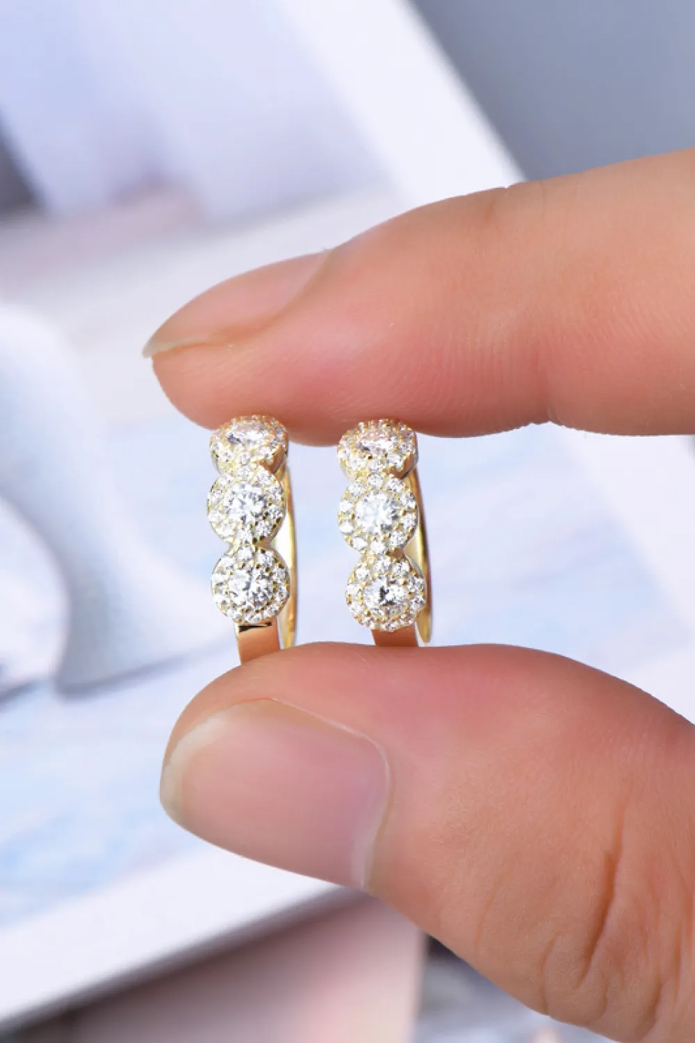 Moissanite 925 Sterling Silver Huggie Earrings, image 4