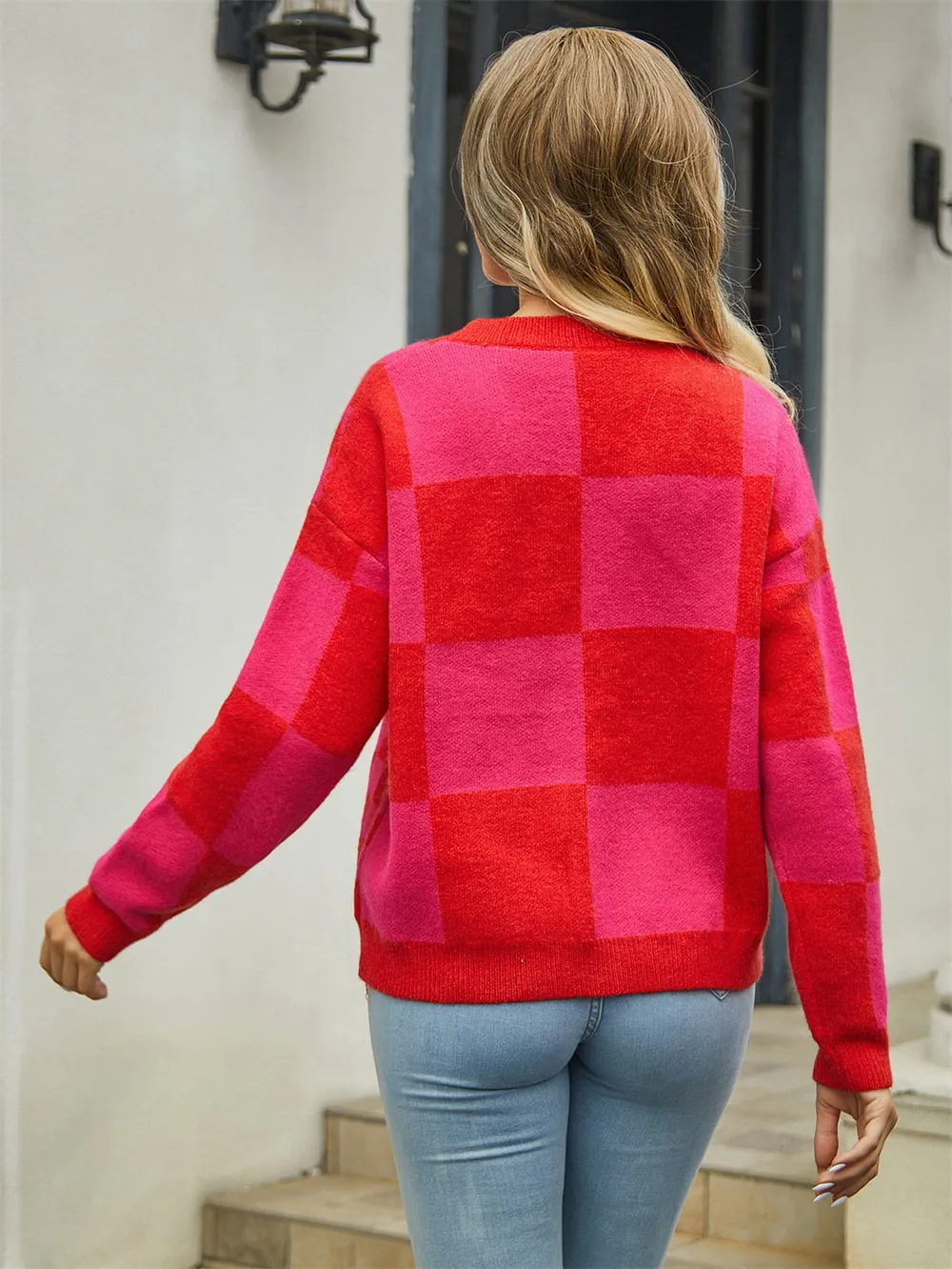 Plaid V-Neck Dropped Shoulder Cardigan, image 3