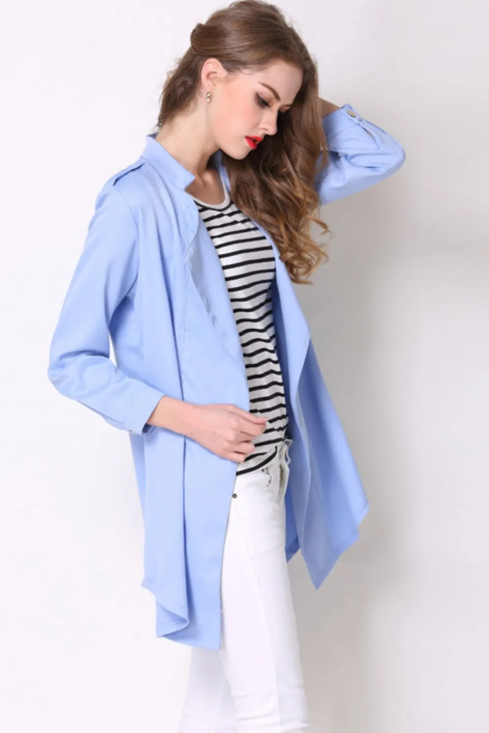 Full Size Open Front Longline Trench Coat, image 6