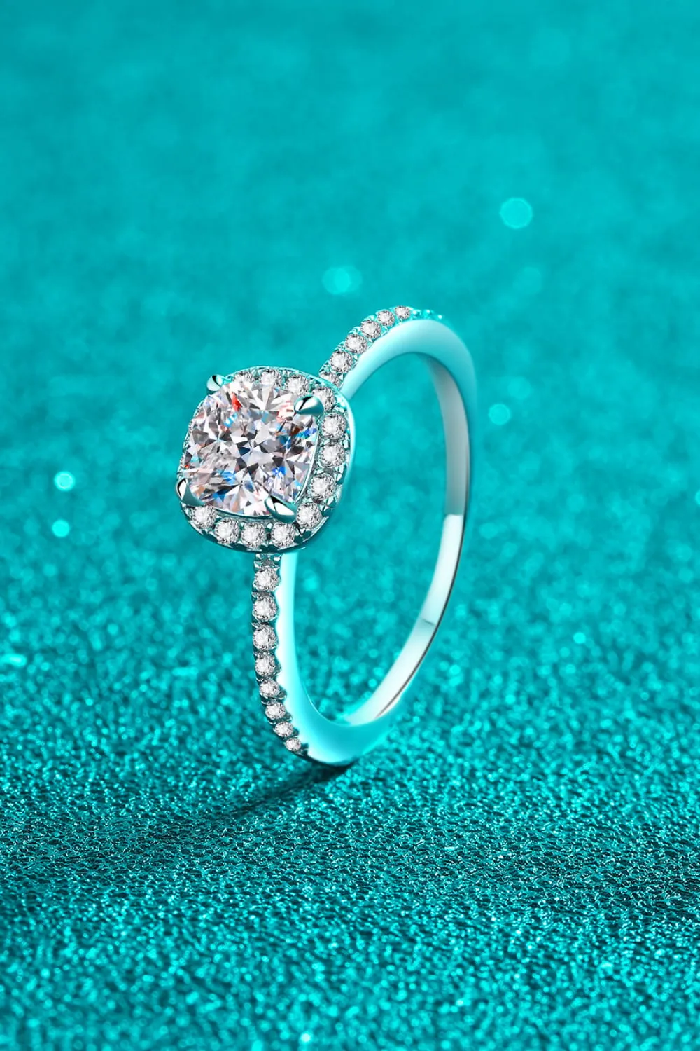 1 Carat Moissanite 925 Sterling Silver Halo Ring, image 5