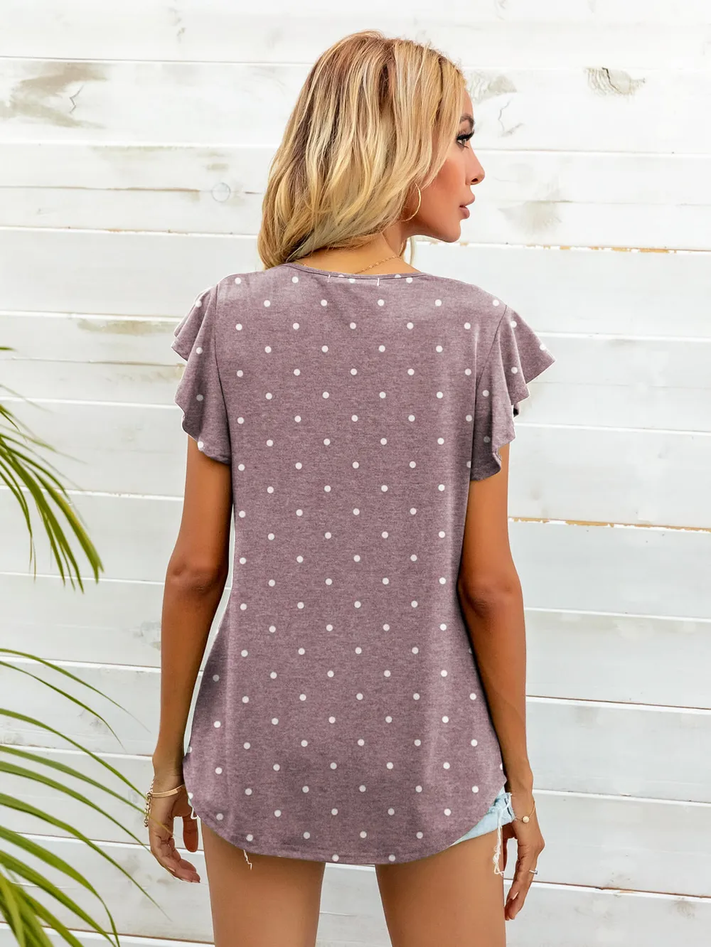 Round Neck Butterfly Sleeve Top, image 12