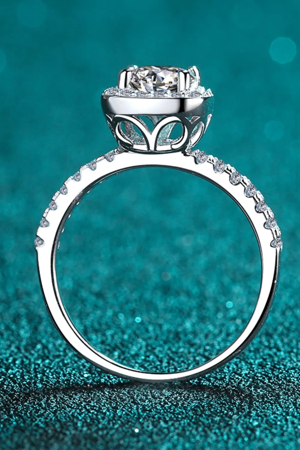 2 Carat Moissanite Square Halo Ring, image 5