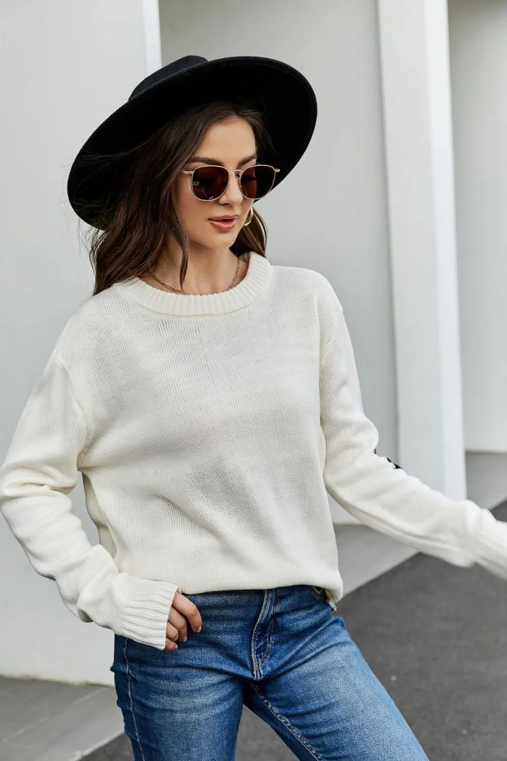 Round Neck Dropped Shoulder Sweater, image 8