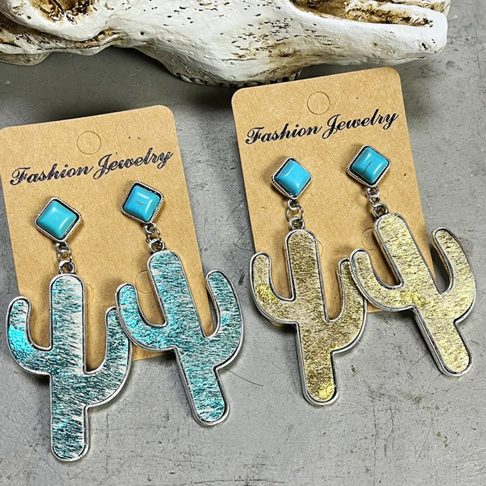 Turquoise Cactus Earrings, image 4