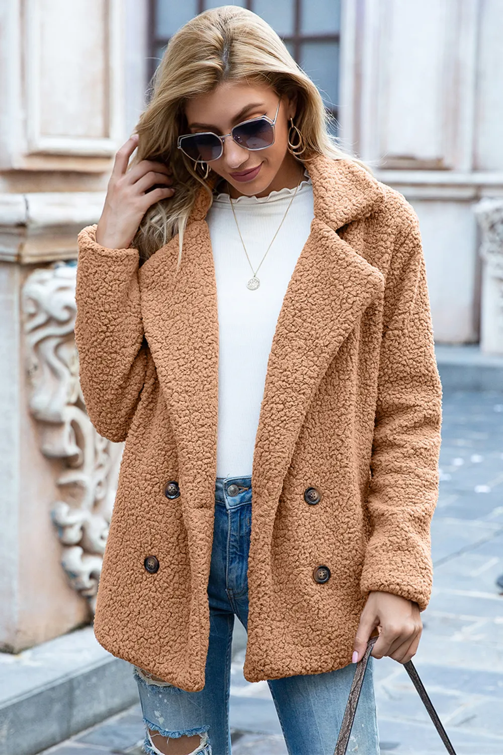 Full Size Lapel Collar Sherpa Coat, image 24