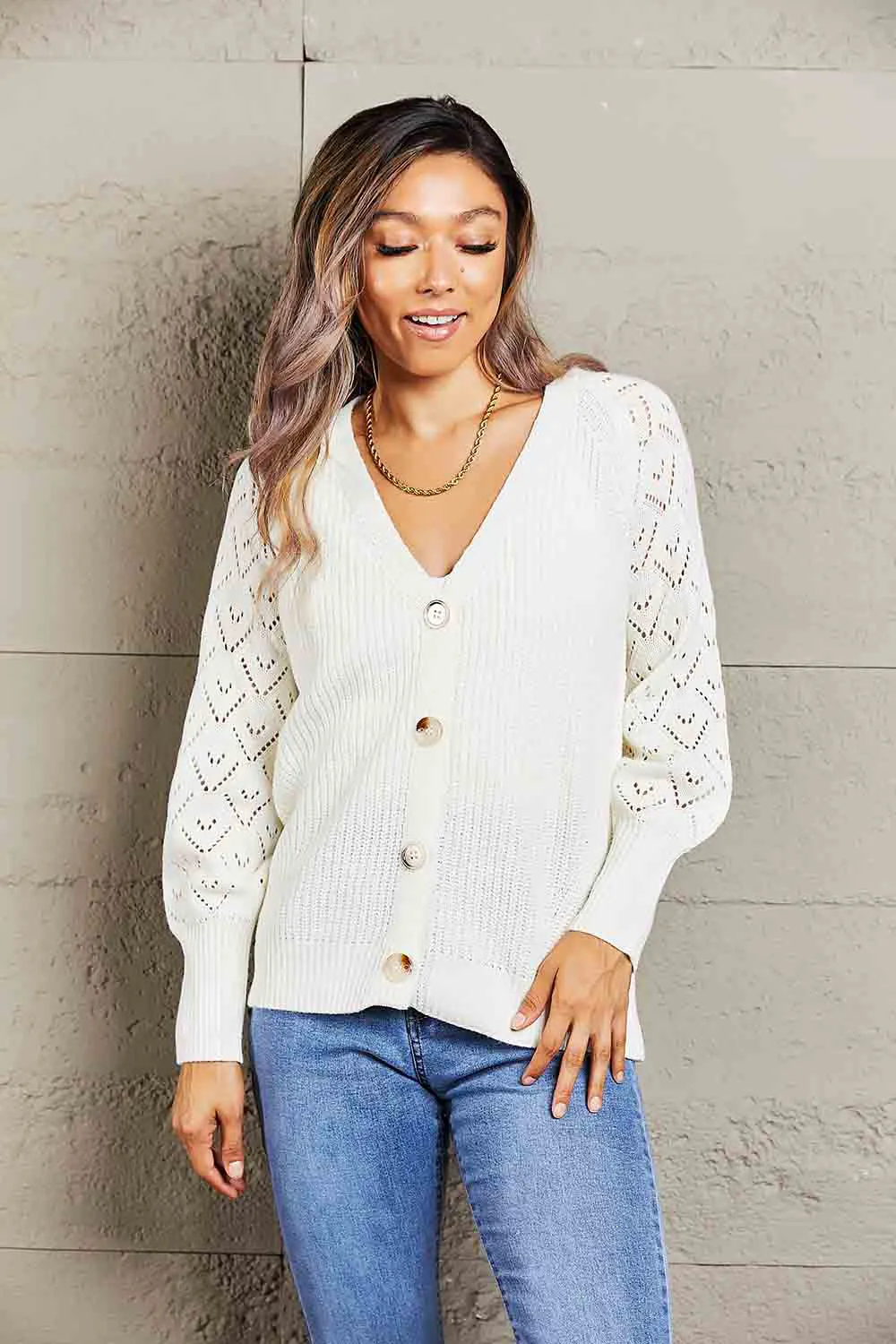 Rib-Knit Plunge Raglan Sleeve Cardigan, image 17