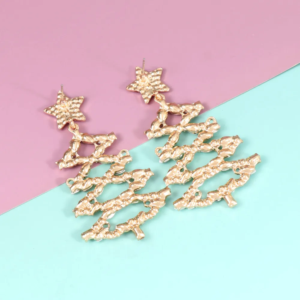 Christmas Tree Rhinestone Alloy Earrings, image 3