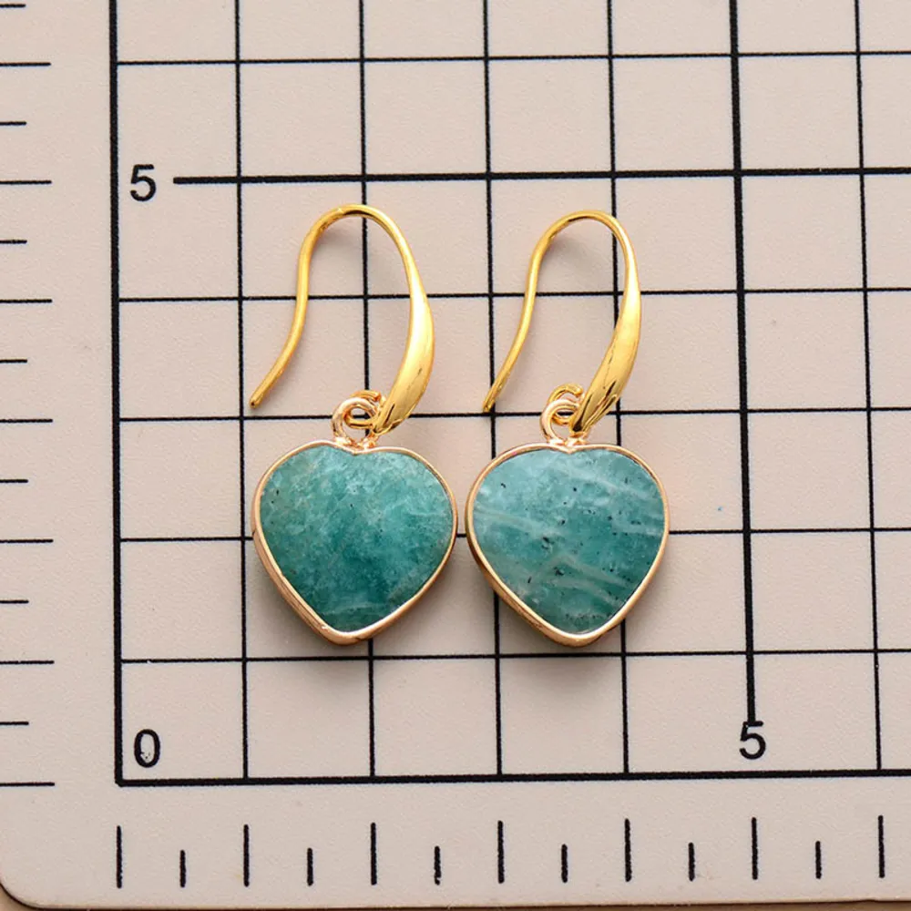 Natural Stone Heart Drop Earrings, image 5