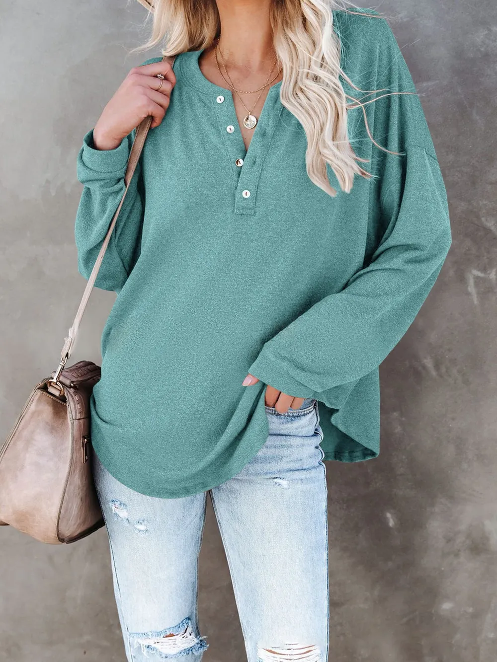 Buttoned Drop Shoulder Top, image 5
