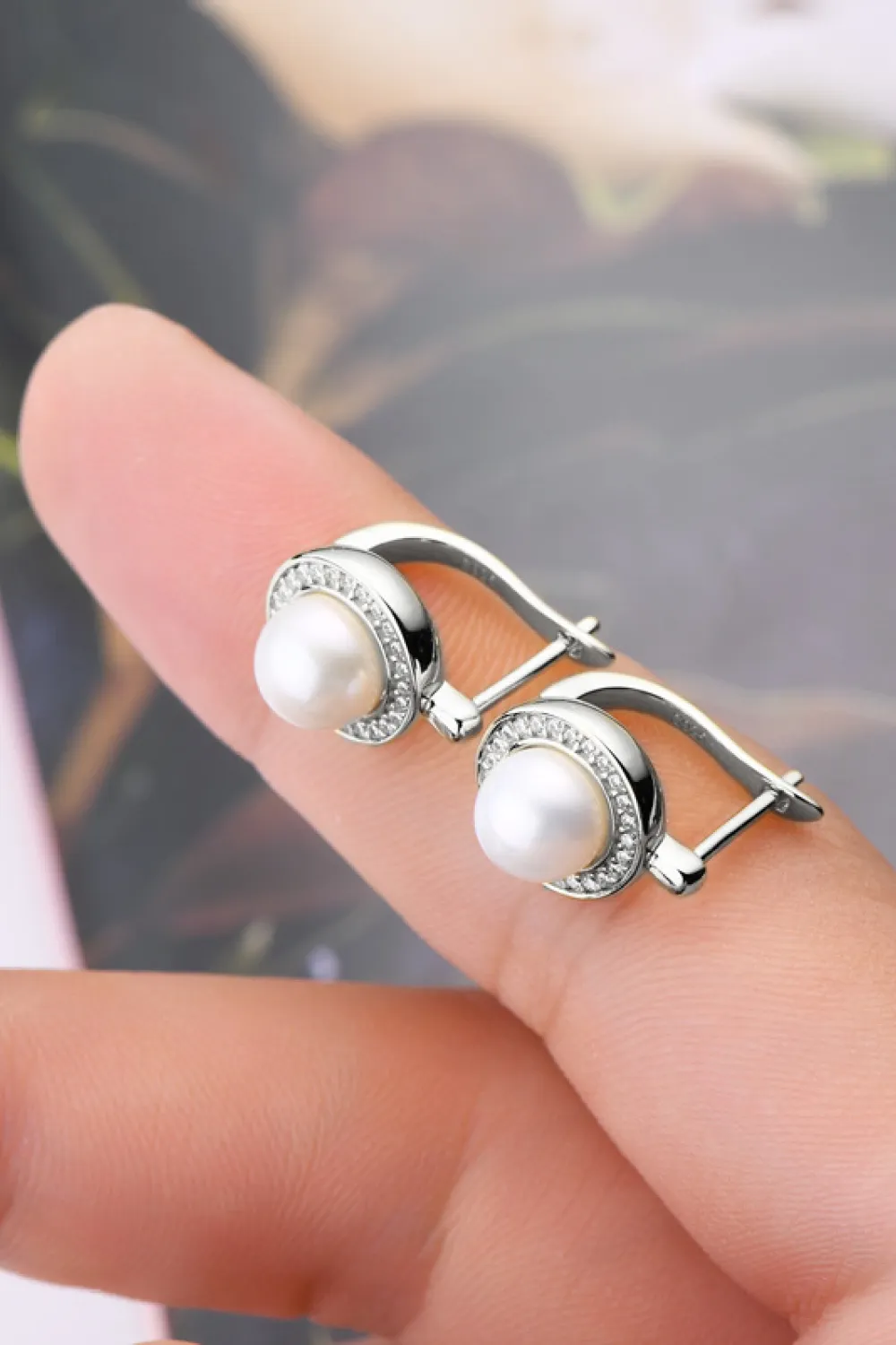 Moissanite Pearl 925 Sterling Silver Earrings, image 5