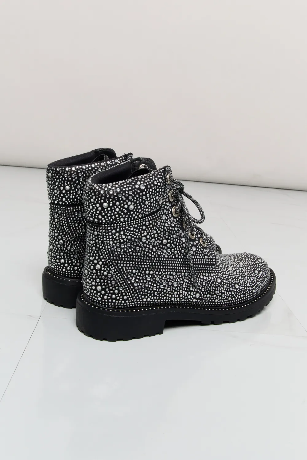 Rhinestone Lace-Up Combat Boots, image 4