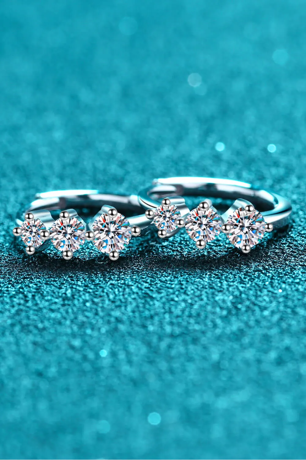 Sterling Silver Moissanite Huggie Earrings, image 4