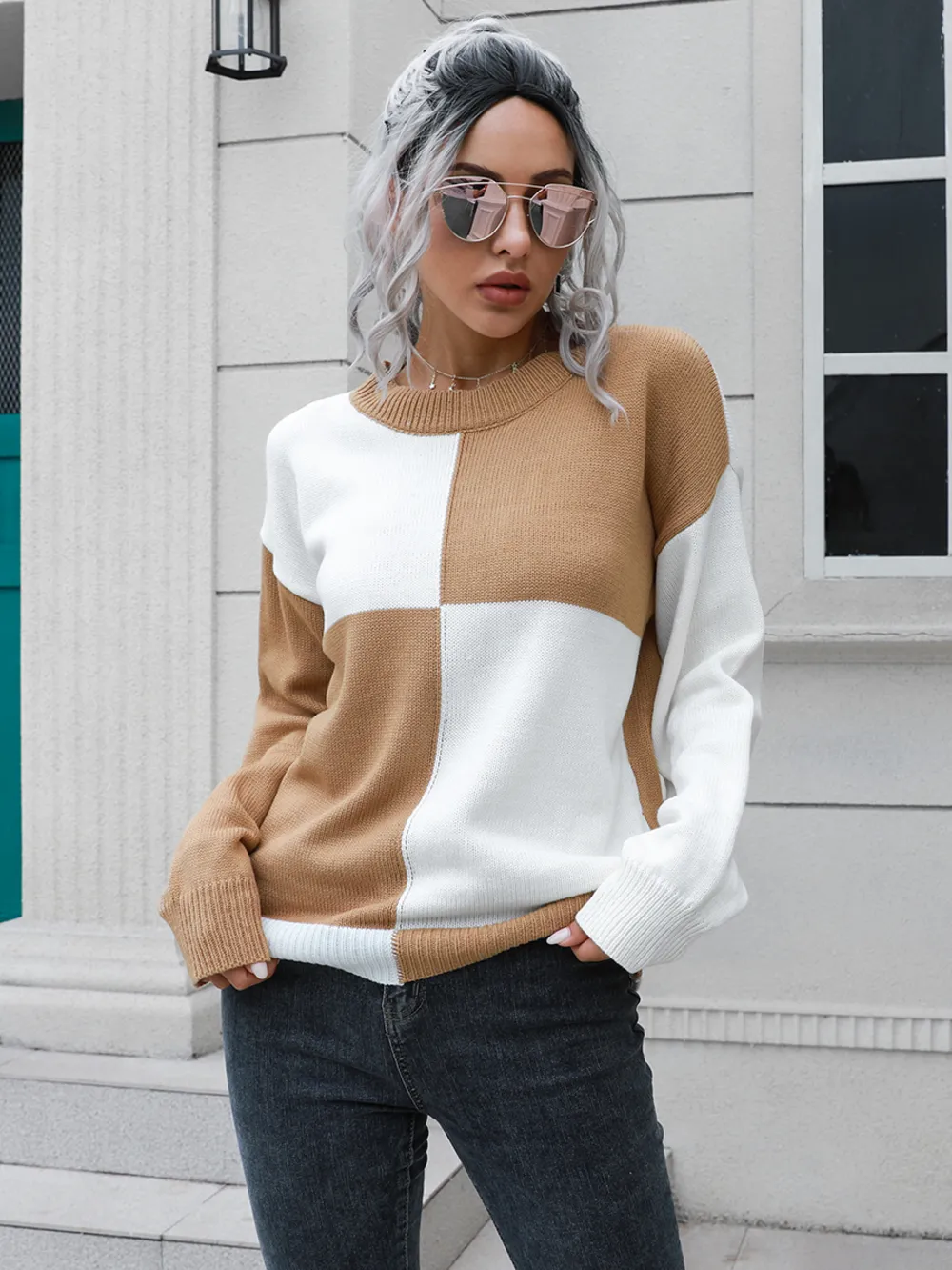 Contrast Drop Shoulder Sweater, image 4