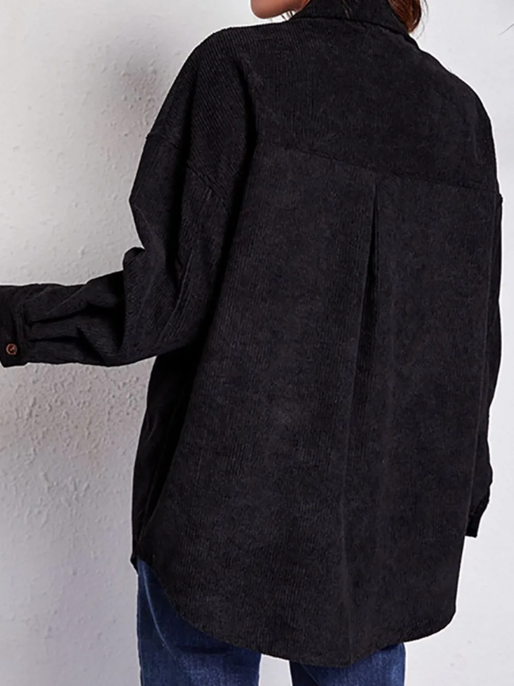 Patch Pocket Dropped Shoulder Shirt Jacket, image 3