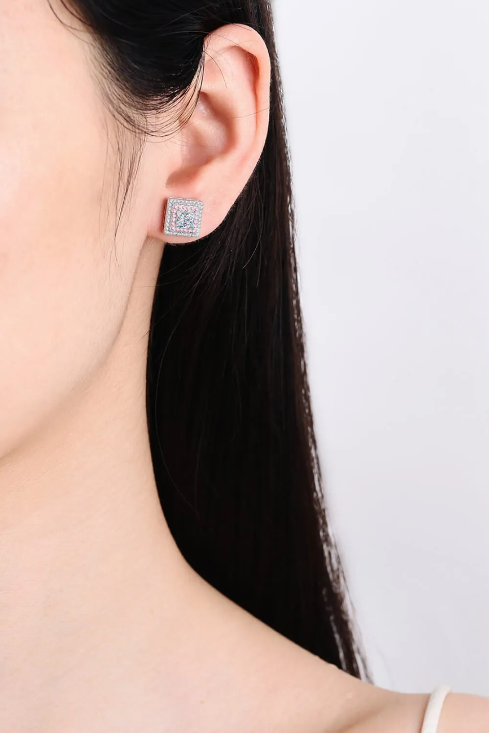 Moissanite Square Stud Earrings, image 2
