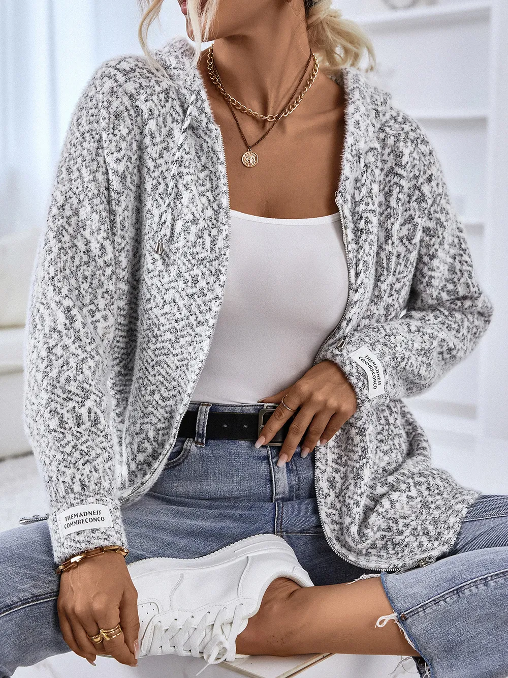 Zip-Up Hooded Sweater, image 10