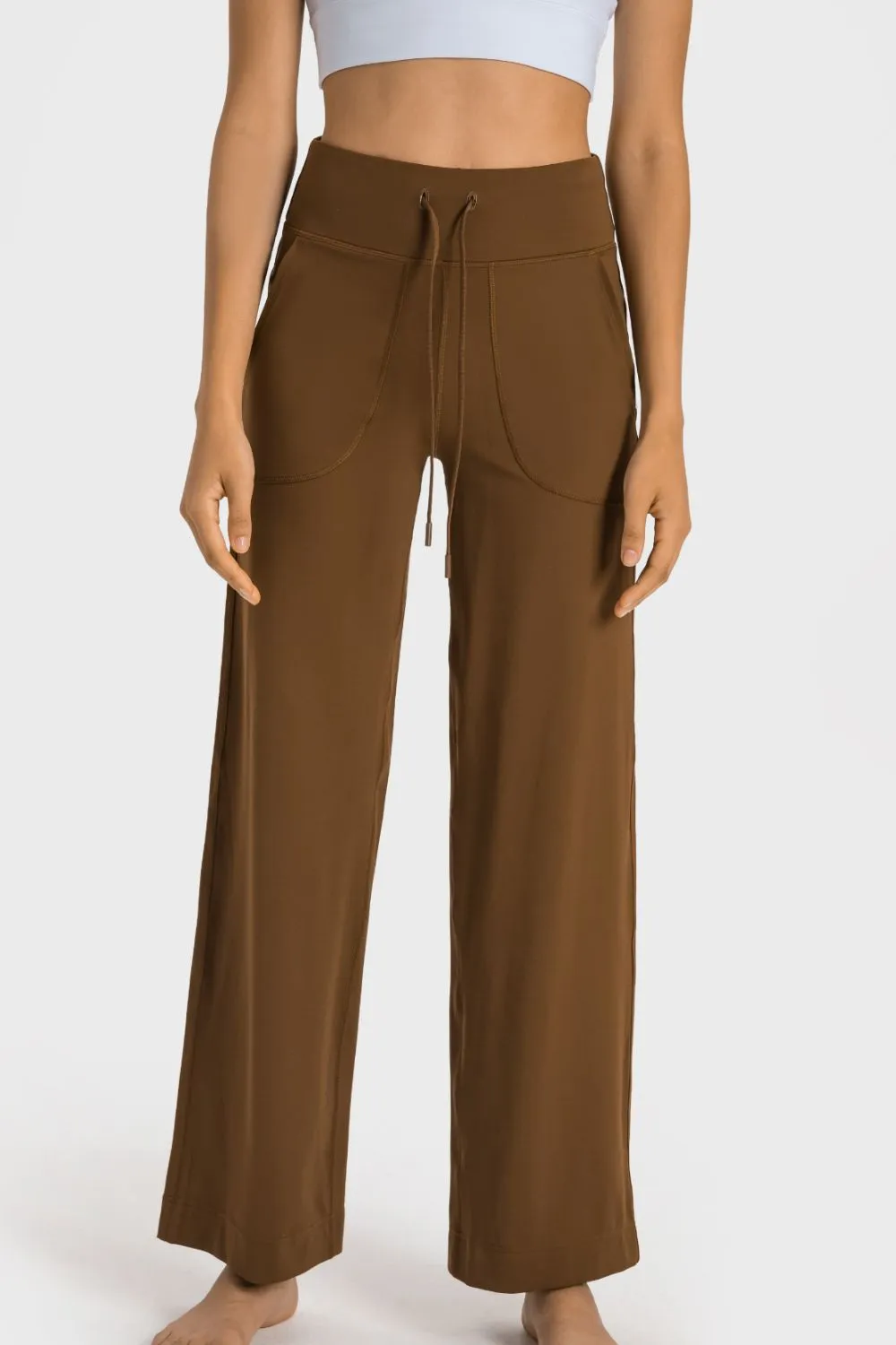 Drawstring Waist Wide Leg Sports Pants with Pockets, image 14