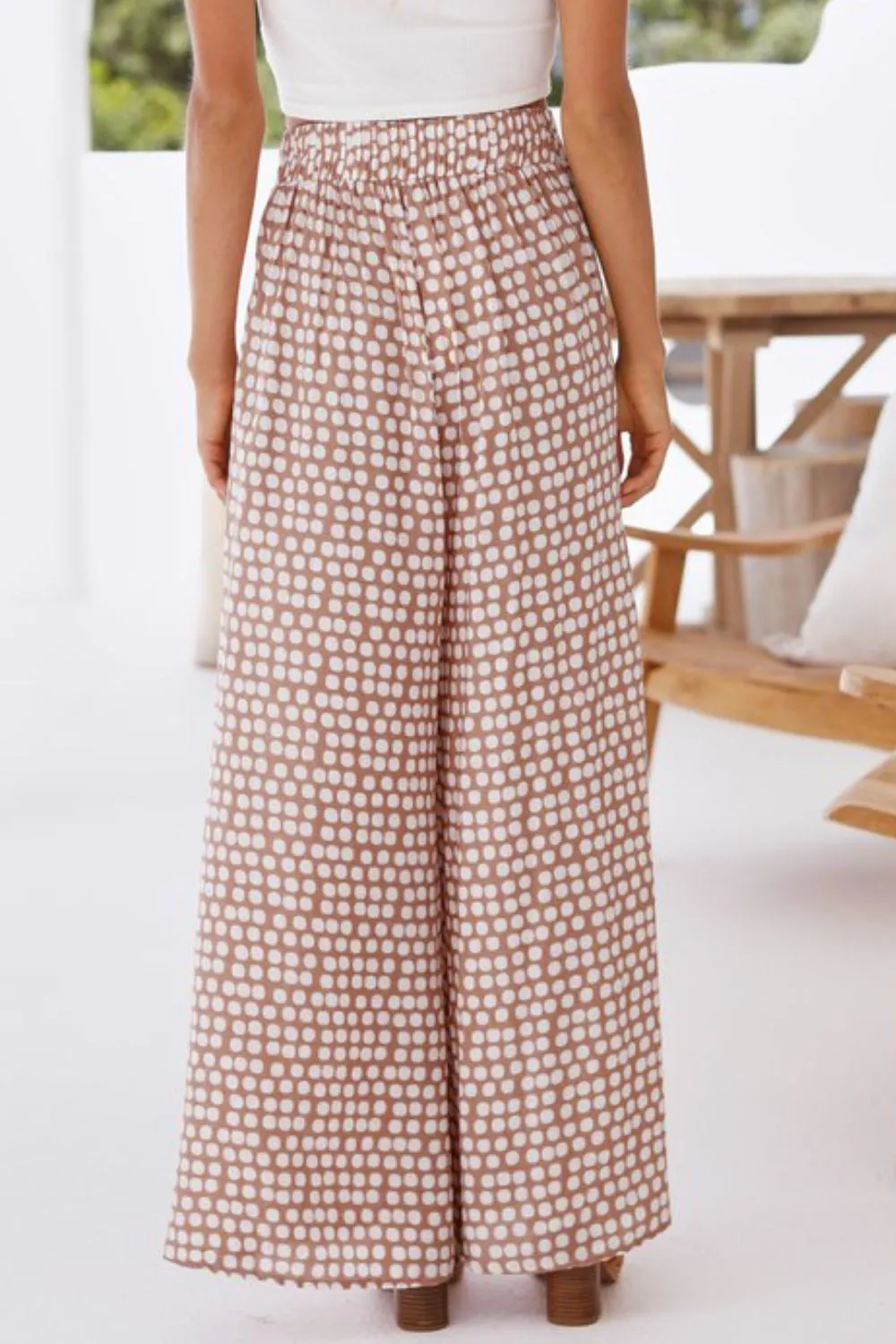 Polka Dot High Waist Wide Leg Pants with Pockets, image 9