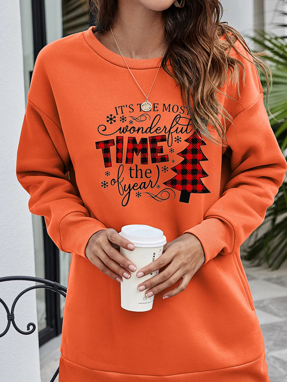 Christmas Tree Graphic Drop Shoulder Sweatshirt, image 4