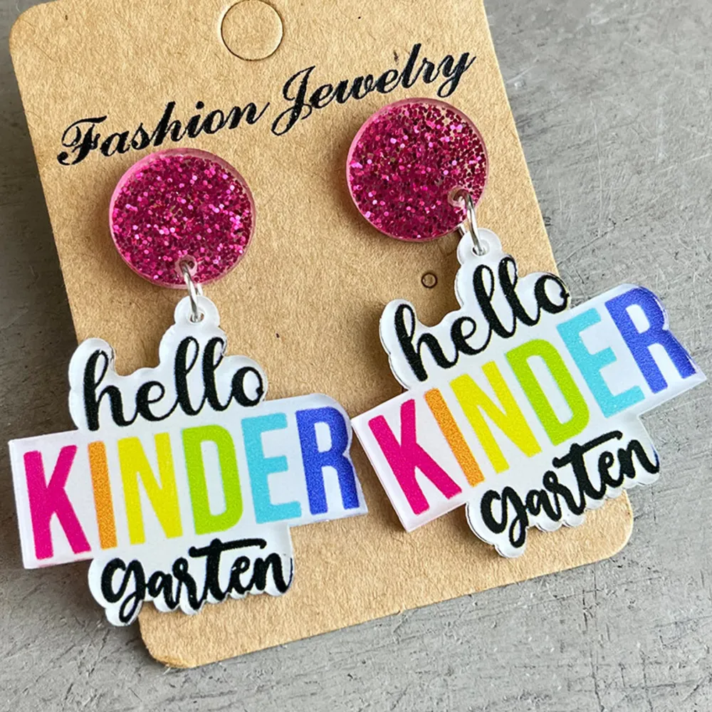 HELLO SECOND GRADE Acrylic Dangle Earrings, image 7