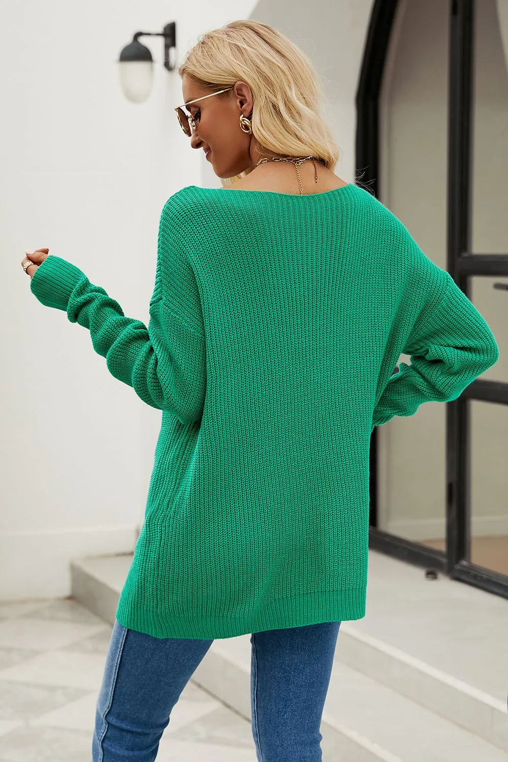 Boat Neck Dropped Shoulder Knit Top, image 15