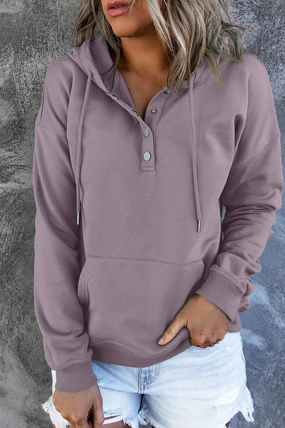 Dropped Shoulder Long Sleeve Hoodie with Pocket, image 18