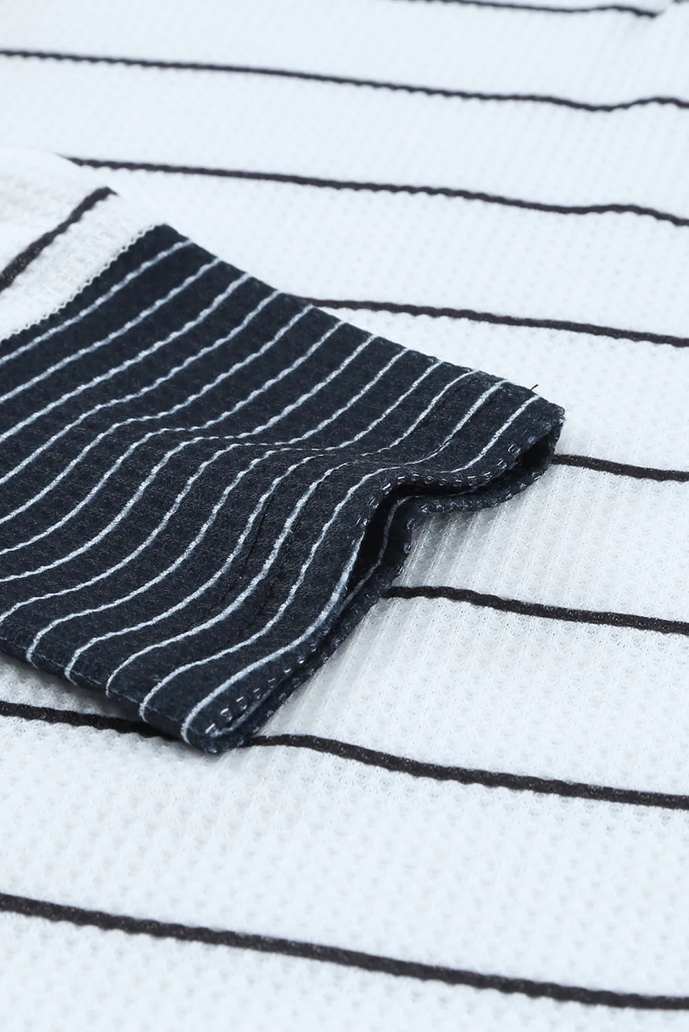 Striped Waffle Knit Henley Long Sleeve Top, image 6