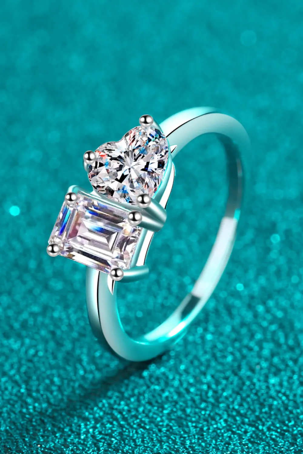 Rhodium-Plated 2 Carat Moissanite Ring, image 3