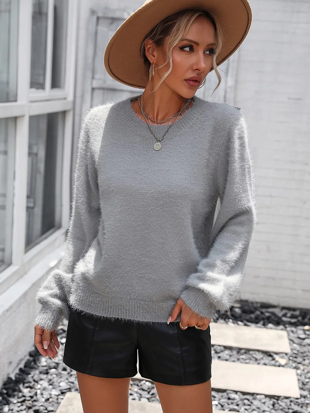 Lace Detail Cutout Long Sleeve Pullover Sweater, image 8