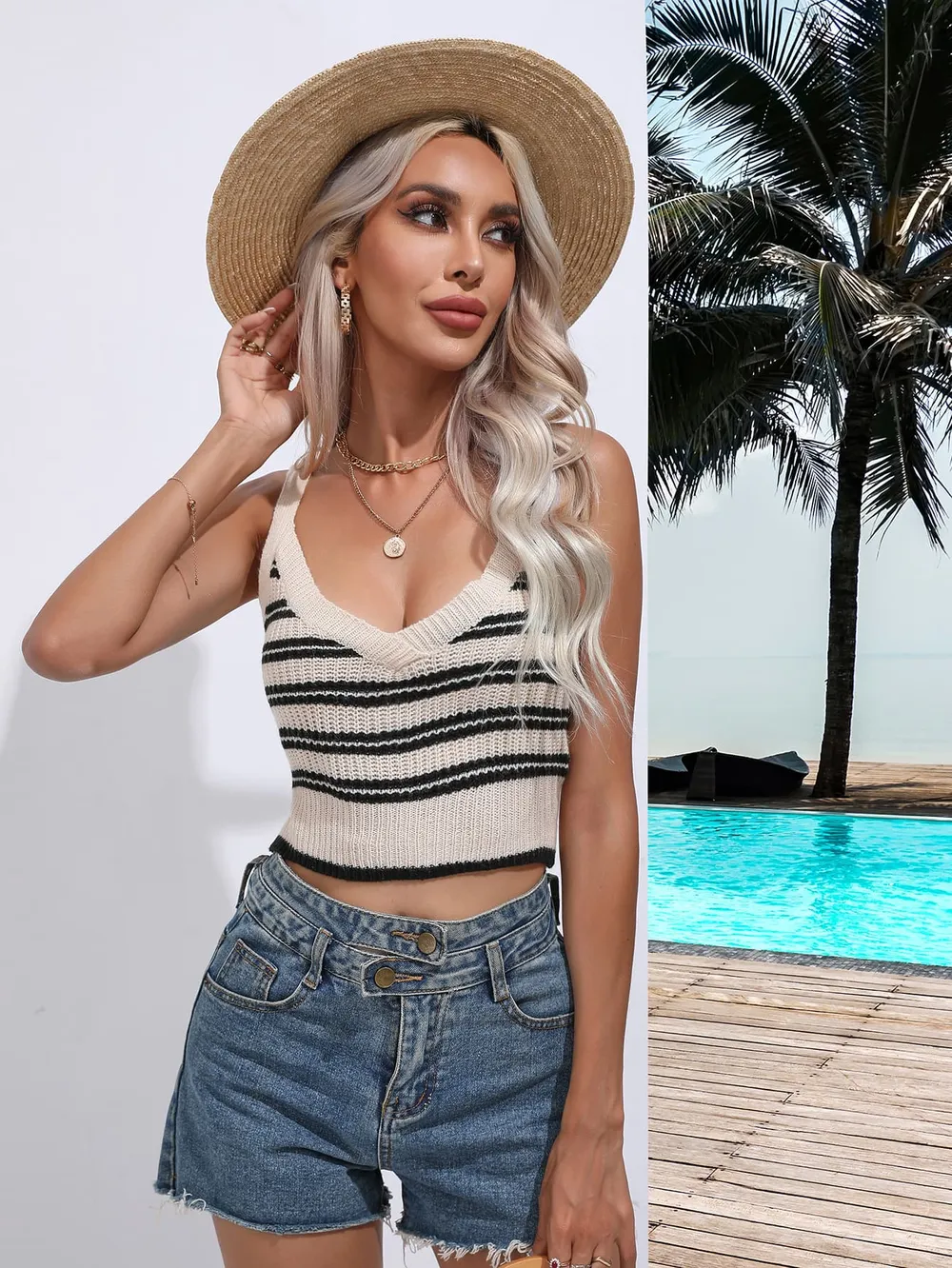 Striped Cropped Knit Tank, image 4