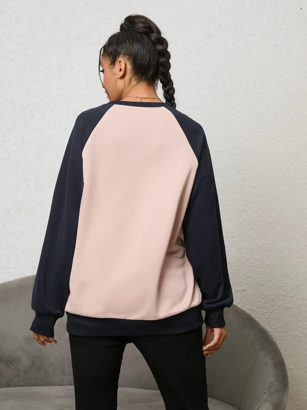 Bear Graphic Raglan Sleeve Sweatshirt, image 2