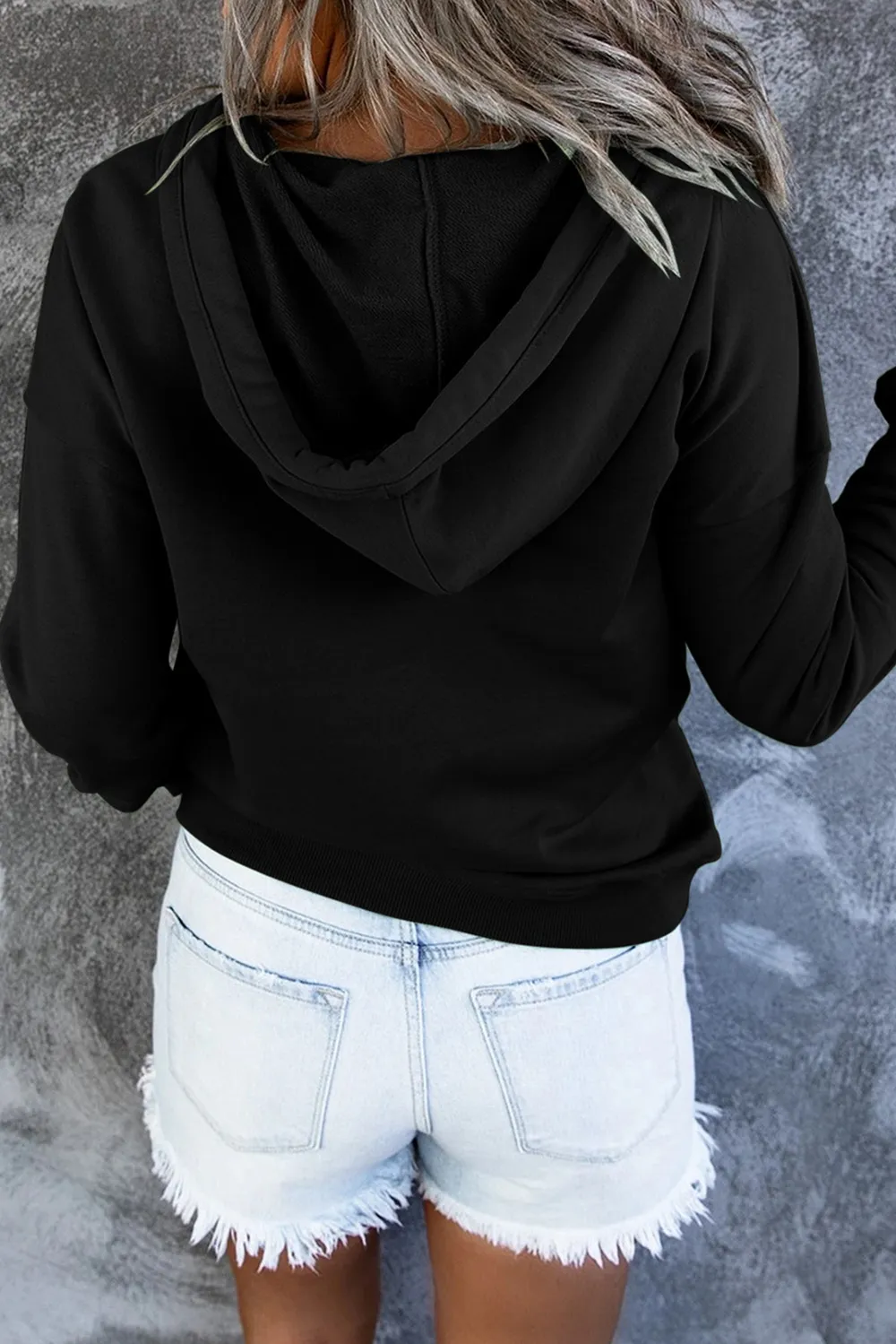 Dropped Shoulder Long Sleeve Hoodie with Pocket, image 19