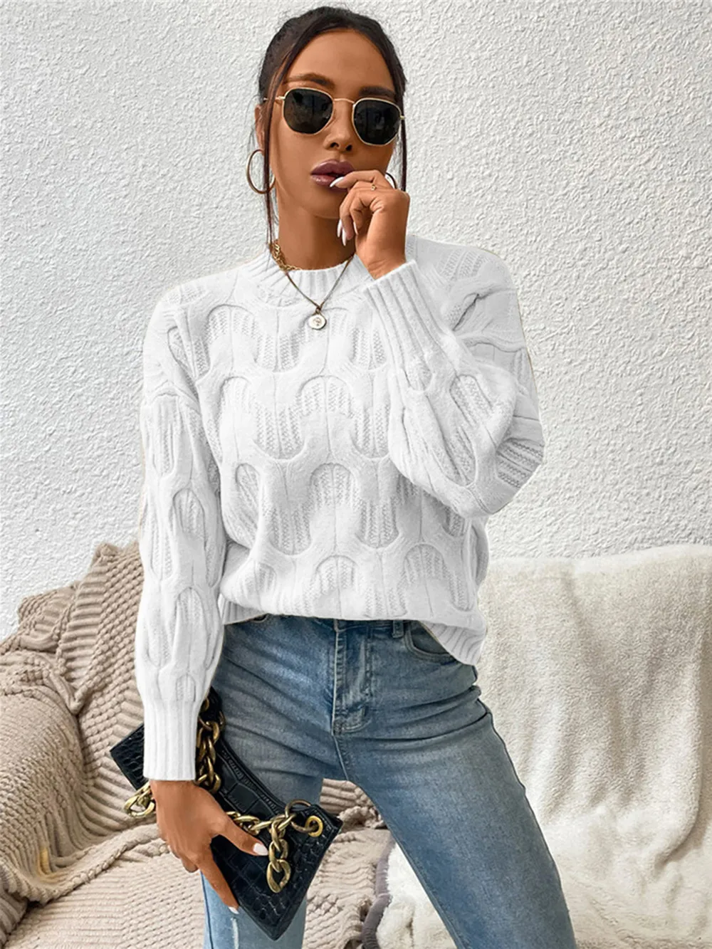 Round Neck Long Sleeve Sweater, image 14