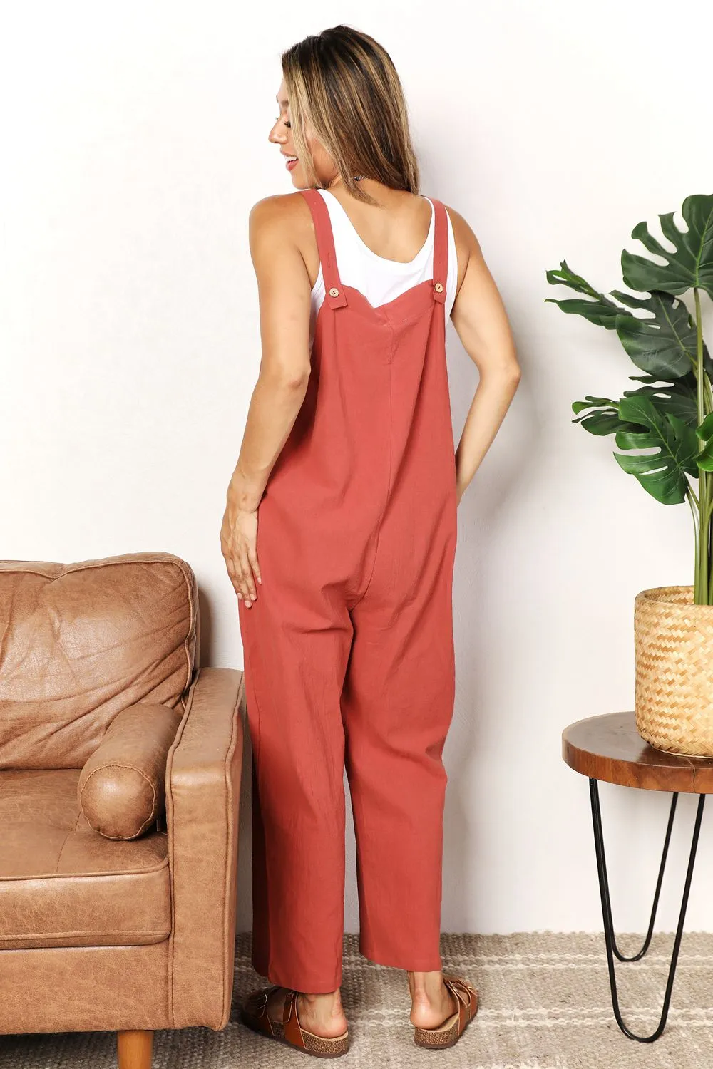 Wide Leg Overalls with Front Pockets, image 8
