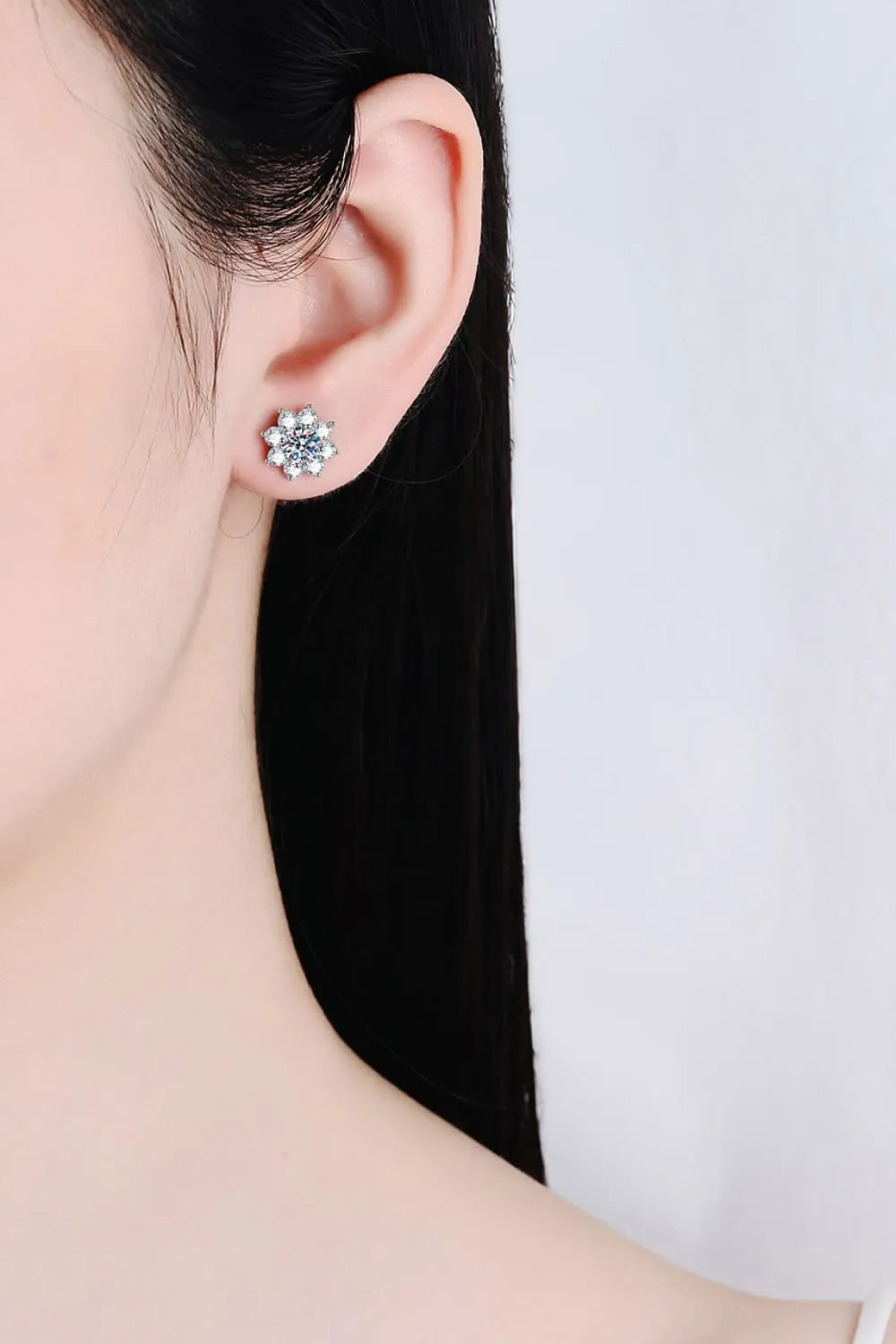 1 Carat Moissanite 925 Sterling Silver Flower Earrings, image 4