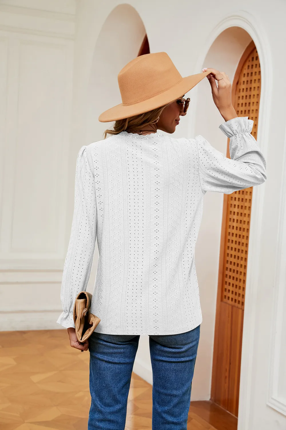 V-Neck Flounce Sleeve Blouse, image 7