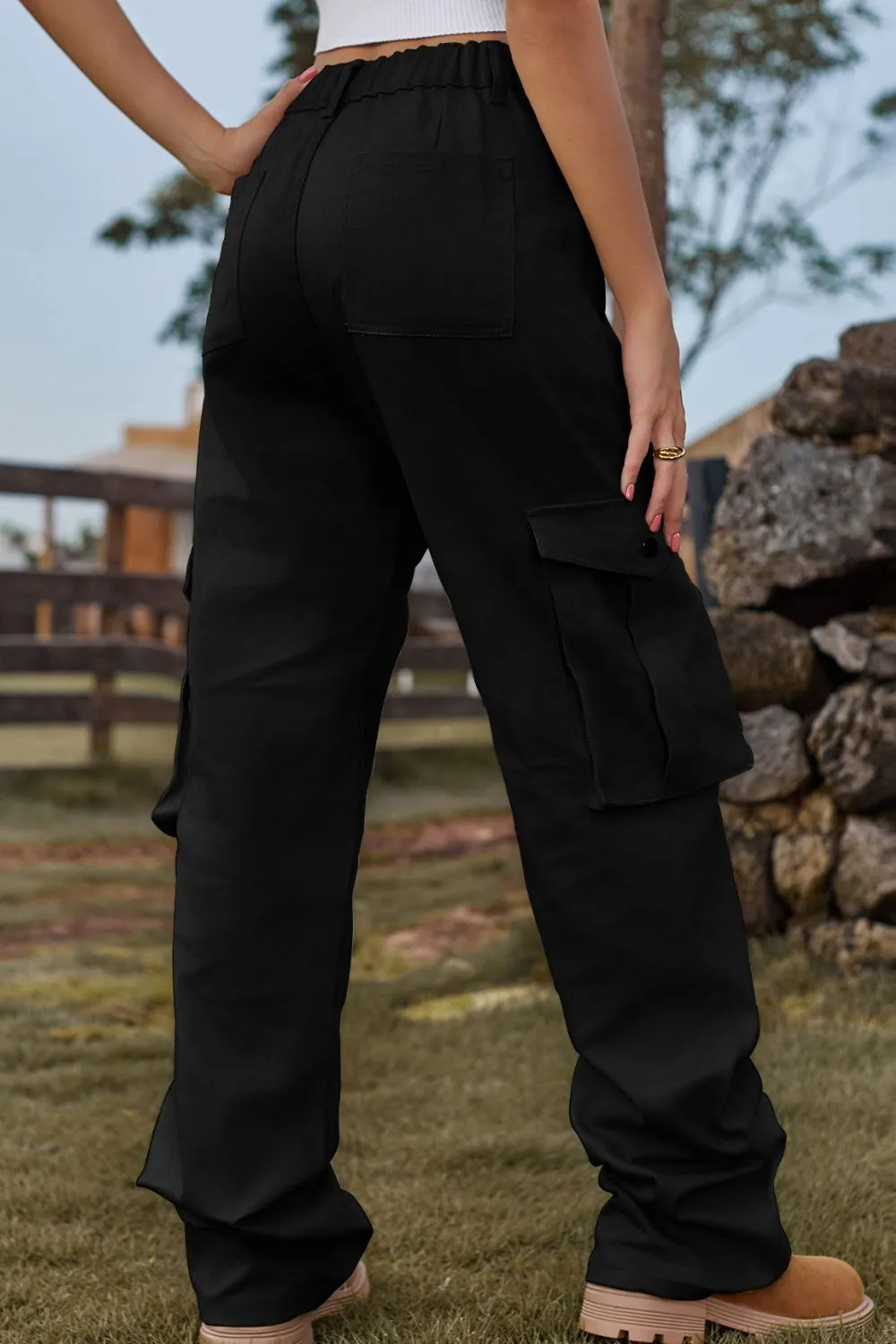 Loose Fit Long Jeans with Pockets, image 7