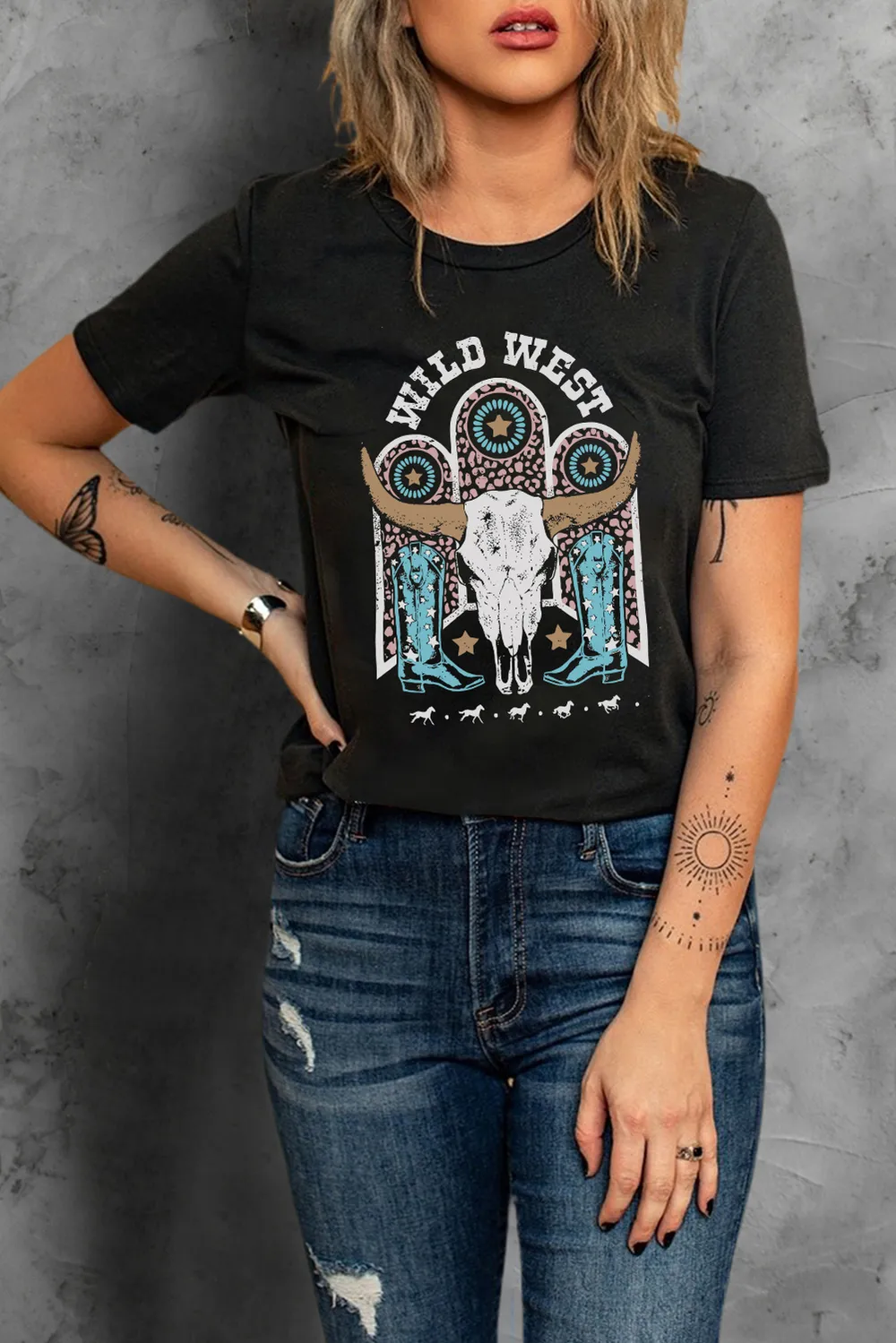 WILD WEST Graphic Short Sleeve Tee Shirt, image 4