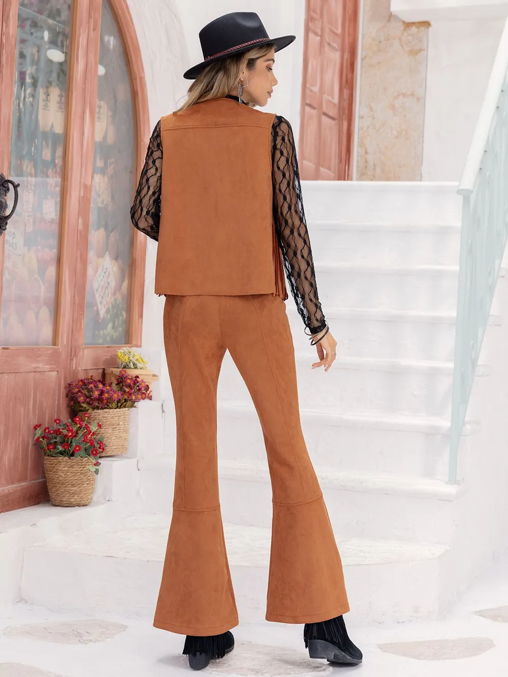 Fringe Vest and Flare Pants Set, image 4