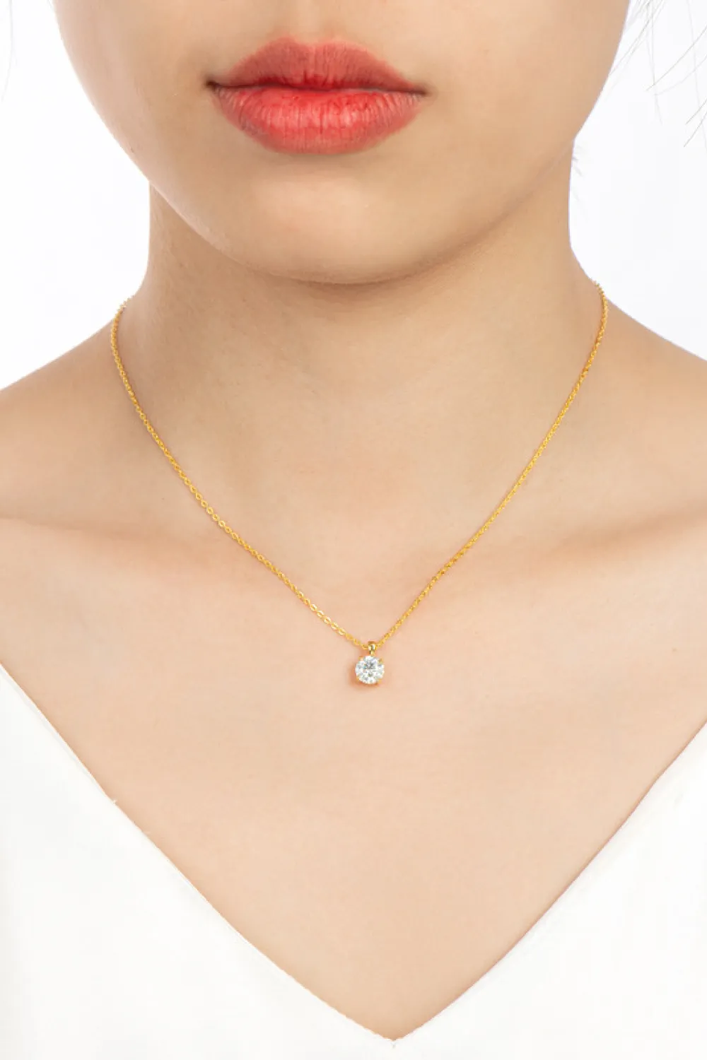 925 Sterling Silver 1 Carat Moissanite Chain-Link Necklace, image 2