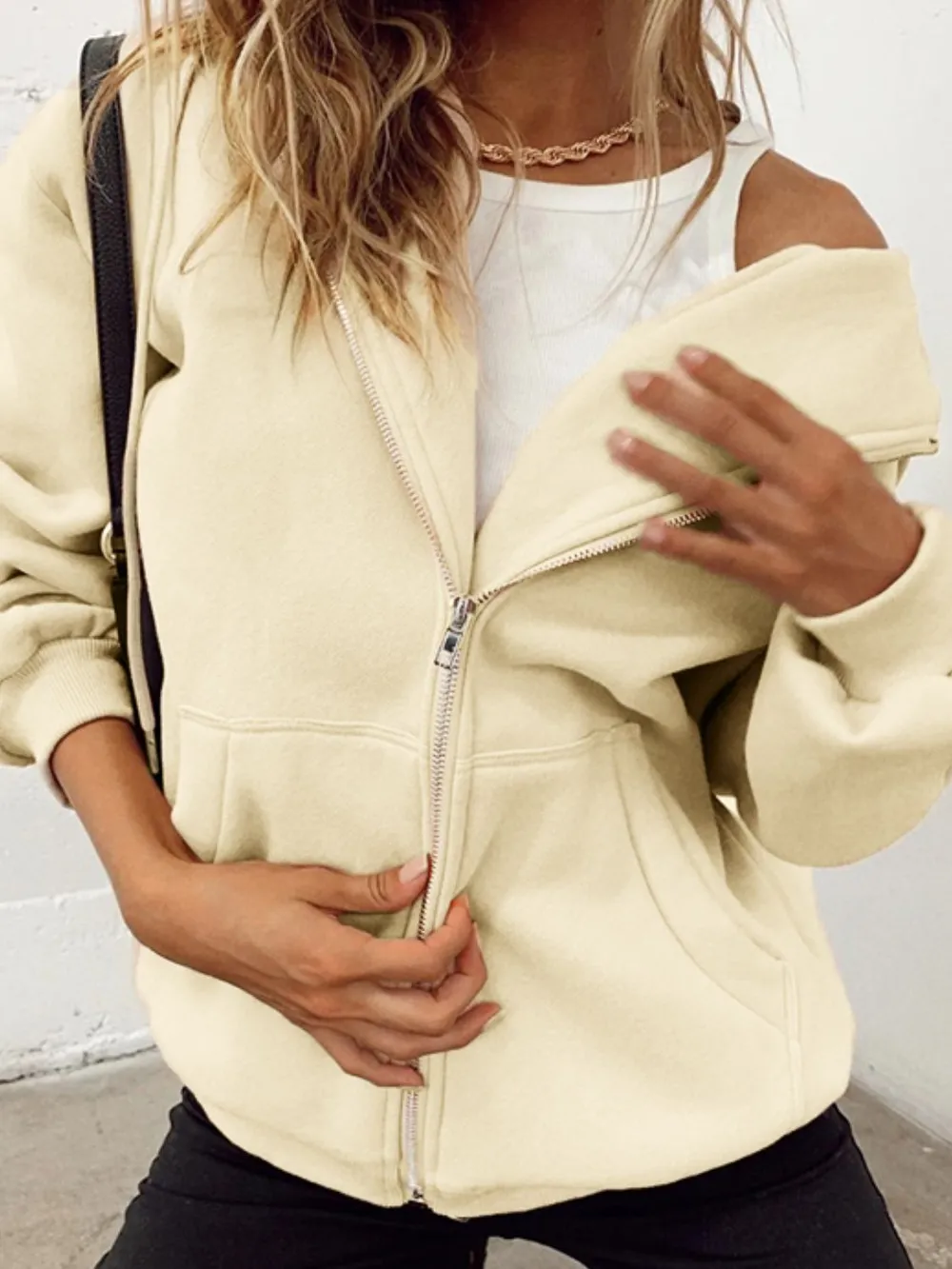 Zip-Up Drawstring Hoodie, image 4